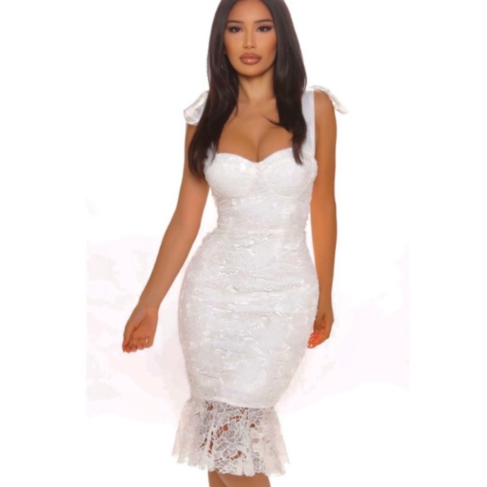 NEW Fashion Nova Daydreaming Lace Mini Dress in White